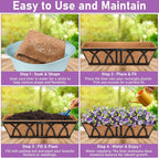 Riare 4 Pack 30 Inch Rectangle Coconut Liners for Planters, Natural Coconut Fiber Planter Liners, Window Box Liner Trough Coco Liner for Outdoor Flower, Garden Wall, Deck & Fence Planter Boxes