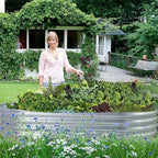 Land Guard 2Pcs Galvanized Raised Garden Bed Kit, 7.5×3×1ft Galvanized Planter Raised Garden Boxes Outdoor, Oval Large Metal Raised Garden Beds for Vegetables………