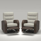 LayinSun Oversized Wicker Outdoor Swivel Glider Recliner with Adjustable Backrest & Footrest, Patio Reclining Lounge Chair - Set of 2