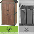 Outdoor Storage Shed Cabinet with Adjustable Shelves, Dark Brown Fir and Metal
