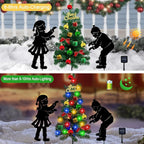 Solar Outdoor Christmas Tree,3 Pack Christmas Outdoor Decorations with Boy and Girl Garden Stakes,Color Changing LED Lights,Waterproof Xmas for Yard,Lawn,Pathway