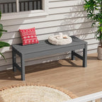SERWALL 47 Inches Outdoor Bench, All Weather HDPE Backless Bench with Wood Grain Texture for Garden Porch and Park, Curved Bench Seat for Comfort, Grey