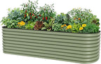 Vego garden 26" Extra Tall Raised Garden Bed Kits, 10 in 1 Modular Raised Planter Box for Vegetables Flowers Fruits Oval Metal Raised Garden-Olive Green