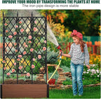 Garden Trellis for Climbing Plants Outdoor 5.25 FT, Iron Pipe Metal Support Wall Tall Plant Trellis Lattice Fence Plant Support with Garden Twist Tie for Ivy Vines Rose
