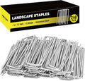 HongWay 240 Pack 4 Inch Landscape Staples, Garden Staples 12 Gauge Galvanized Ground Stakes Lawn Yard Staples SOD U-Shaped Pins for Landscaping Fabric, Irrigation Tubing Hose