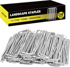 HongWay 240 Pack 4 Inch Landscape Staples, Garden Staples 12 Gauge Galvanized Ground Stakes Lawn Yard Staples SOD U-Shaped Pins for Landscaping Fabric, Irrigation Tubing Hose