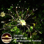 4 PCS Solar Firework Light, Outdoor Solar Garden Decorative Lights 120 LED Powered 40 Copper Wires String DIY Landscape Light for Walkway Pathway Backyard Christmas Decoration Parties (Warm White)