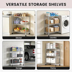 Xcity Storage Shelves, 3 Tier Heavy Duty Metal Shelving Unit with Wheels, 1050 LBS Capacity Adjustable Steel Wire Shelf Organizer for Pantry, Kitchen, Garage, 14" D x 24" W x 30" H, Chrome