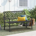 On Shine Outdoor Garden Bench Cast Iron Steel Outdoor Bench Clearance Weatherproof Metal Park Bench for Porch, Yard, Lawn, Deck (Scale)