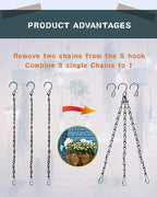 NACETURE Ceiling Hooks for Hanging Plants 3 Pack - Plant Hanger Indoor Hanging Hooks Metal Plant Bracket Iron Lanterns Hangers for Wind Chimes (White 3 Pack + Chain)