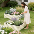 2-Pack 4x1.5ft Galvanized Raised Garden Bed, Outdoor Planter Bed, Metal Planter Box for Gardening and Planting,Milk White