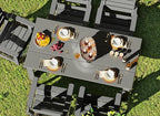 GREENVINES 7-Piece Outdoor Dining Set | HDPE | Patio Table and Chairs Sets for 6 | Patio Furniture | All Weather | Umbrella Hole | Grey | for Backyard Poolside Garden