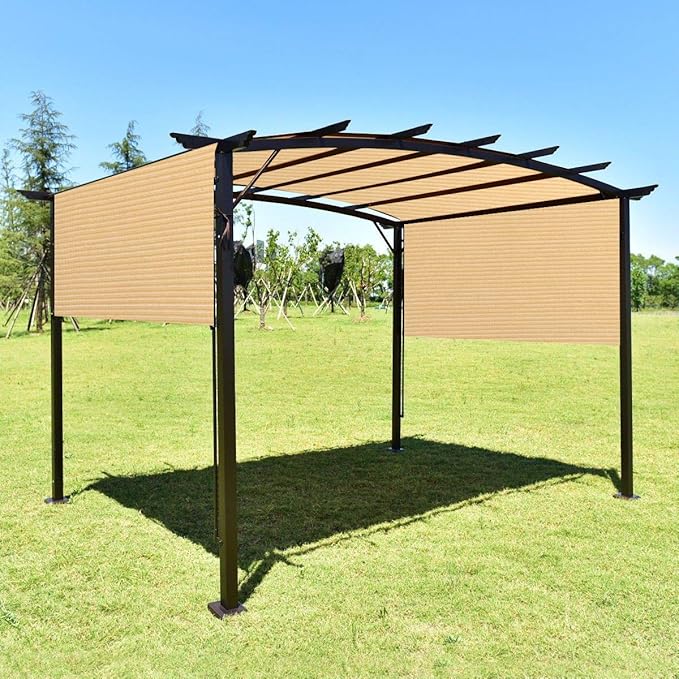 Eden's Decor Straight Flat-Edged Sun Shade Sail Rectangular 10' x 19' Beige UV-Blocking Outdoor Canopy Fabric Cloth Awning for Pergola Patio Garden Backyard Custom Size