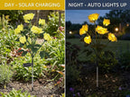 Solar Rose Lights Outdoor,2 Pack Waterproof Color Changing LED Flower Lights, with 12 LED Flowers, Solar Powered Garden Stakes for Yard, Patio, Artificial Floral Decorative Lighting, Yellow