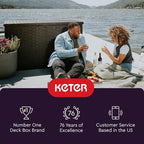 Keter Java XXL 230 Gallon Resin Rattan Look Large Outdoor Storage Deck Box for Patio Furniture Cushions, Pool Toys, and Garden Tools, Dark Grey