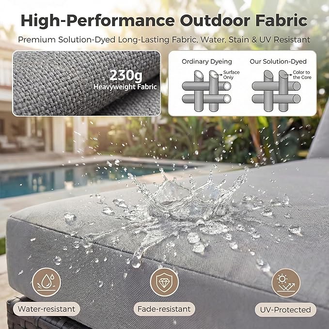 NICESOUL 29.3'' High Back Outdoor Patio Conversation Set with Firepit Natural Gas Propane Convertible, Plus Size Modular Wicker Furniture Couches, 9 Piece Modern Deep Wide Sectional Sofa, Light Gray
