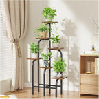 6 Tier Plant Stand Indoor, Plant Shelf for Multiple Plants, Flower Pot Holder Shelf, Planter Display Rack for Patio Garden Balcony Living Room Bedroom Decor, Rustic Brown