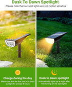 Solar Spot Lights Outdoor, Solar Lights Outdoor Waterproof IP65, 3 Brightness Modes Dusk to Dawn Landscape Spotlights for Yard Garden Pathway Tree Decoration, Warm White, 1 Pack