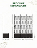 3 PCS Raised Garden Bed with Trellis, 48" LX16 WX63 H Plastic Planter Box for Climbing Plants, Outdoor Vertical Garden with Privacy Screen for Patio, Balcony, Backyard – Sturdy & Lightweight