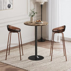 Flamaker Round Bistro Pub Table Modern Style Metal Base MDF Top Cocktail Bar Table Counter Bar Height for Pub, Dining Room, Party (1, Marble-Black)