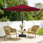 MEWAY 9ft Patio Umbrella Outdoor Table Umbrellas with Push Tilt and Crank, Market Umbrella 8 Sturdy Ribs for Deck, Garden, Pool and Backyard, Cherry Red