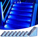 VOLISUN Solar Stair Lights 8 Pack, Solar Step Lights Outdoor Waterproof IP67, LED Outdoor Step Light,Outdoor Light Decor for Garden Stair, Deck, Front Step and Front Porch（Blue Lighting）