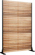 Casaphoria Metal Privacy Screen Outdoor, 72" H x 47" W Freestanding Decorative Privacy Screen for Patio Deck Balcony Garden with Stable Base,Wood Color