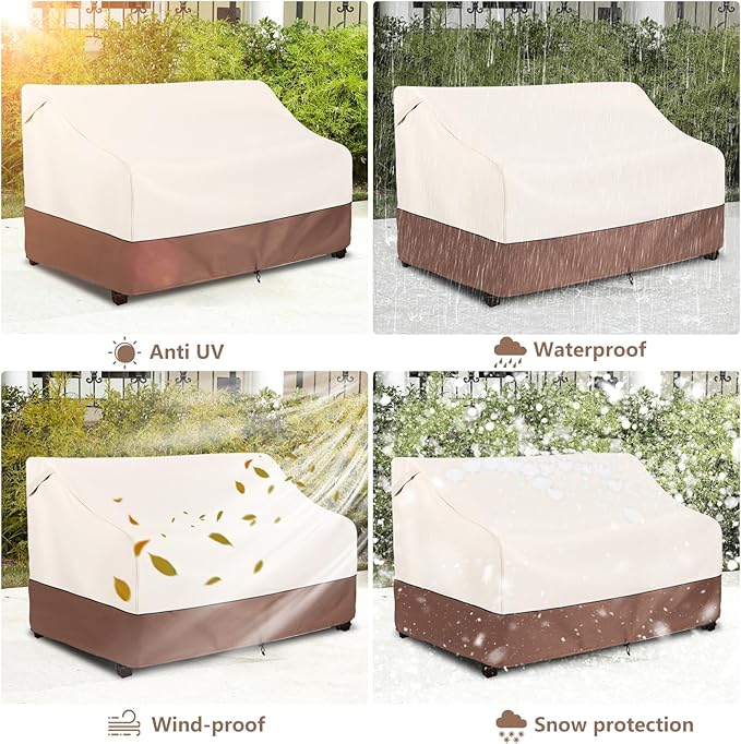 Waterproof Patio Sofa Cover for Loveseats, Benches & 3-Seat Sofas, Beige Brown