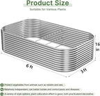 2 PCS Tall 6x3ft Galvanized Raised Garden Bed Outdoor, Metal Garden Bed for Vegetables, Above Ground Garden Box for Flower, Steel Raised Beds for Gardening
