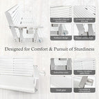 Wooden Porch Swing 3-Seater, High Backrest and Deep Seat, Bench Swing with Cupholders, Hanging Chains and 7mm Springs, Heavy Duty 880 LBS, for Outdoor Patio Garden (Pure White, 5 FT Extra Large)