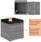 RELAX4LIFE Wicker Outdoor Storage Ottoman - 2-Piece Rattan Footstool w/Removable Cushion, Multipurpose Footrest Foot Stool Seating, Set of 2 Outdoor Ottomans for Patio Deck (Mix Grey-Black)