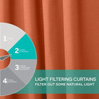 Exclusive Home Cabana Solid Indoor/Outdoor Light Filtering Hook-and-Loop Tab Top Curtain Panel Pair, 54"x84", Mecca Orange