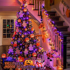 String Lights, 600 LED Orange and Purple Halloween Lights, 8 Modes
