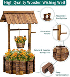 UDPATIO Rustic Solid Fir Wood Wishing Well Planter for Outdoor Plants, 16.5 in Diameter