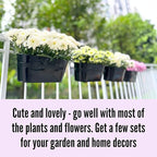 LaLaGreen Rail Planter Outdoor Plants(11.8 Inch, 8 Pack) Black Metal Iron Hanging Flower Pots Deck Railings Fence Buckets Modern Countryside Boho Style Wall Mount Window Box Plant Holder Porch Decor