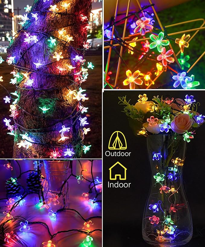 Indoor Flower String Lights, 33 ft 100 LED Multicolor Cherry Blossom