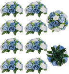 Artificial Flower Balls for Centerpieces, 10 Pcs Dusty Blue Silk Roses