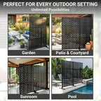 Metal Privacy Screen Outdoor – 6FT Freestanding Decorative Steel Panel with Stand, Laser-Cut Chevron Pattern Modern Privacy Divider, Rustproof & Weather-Resistant Screen for Patio, Garden & Backyard