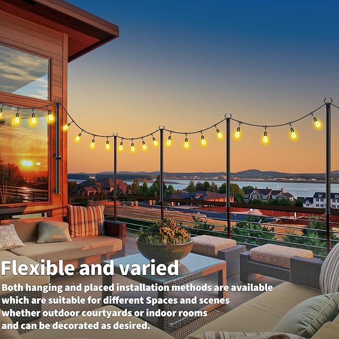 4 Pack String Light Poles,5 Ft Light Poles for Outside String Lights,Outdoor Lights Pole with Fork,Metal Poles Stand for Patio Deck Backyard