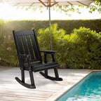 VINGLI Outdoor Rocking Chair Set of 2, Heavy Duty 600 LBS Wooden Rocking Chair with Comfortable Backrest, Weatherproof Rocker with Ergonomic Design, Suit for Patio, Garden, Yard, Black