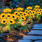 2 Pack with 12 Sunflower Solar Lights Outdoor Garden Decor,Solar Flowers Lights Waterproof,Sunflowers Gifts for Mom Women Grandma Birthday,Decorative Stakes Lights for Landscape Yard Patio Lawn
