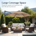 Best Choice Products 10ft Offset Cantilever Hanging Market Patio Umbrella, Smooth 360° Rotation, 8 Sturdy Ribs, Easy Adjustment - Tan