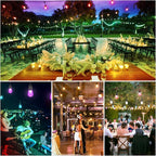 Mlambert 96Ft(2x48ft) Outdoor Patio Lights, RGB Dimmable Cafe String Lights with 30+5 Commercial Grade LED Edison Bulbs for Yard Balcony-Black 2 Pack