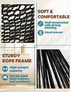 Chihee Hammock Chair Super Large Soft-Spun Cotton Rope Weaving Hanging Chair, Collapsible Strong Metal Spreader Bar Wide Seat Lace Stretch Swing Chairs Indoor Outdoor Garden Yard Theme Decoration
