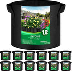 12-Pack 10 Gallon Thickened Non-Woven Grow Bags, Aeration Fabric Pots with Handles