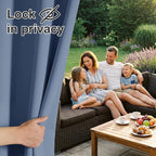 RYB HOME Outdoor Curtains for Patio Waterproof Block Sunlight Thermal Insulated Privacy Assured Thick Outside Curtains for Pergola, Deck, Gazebo, W52 x L120, Stone Blue, 1 Panel