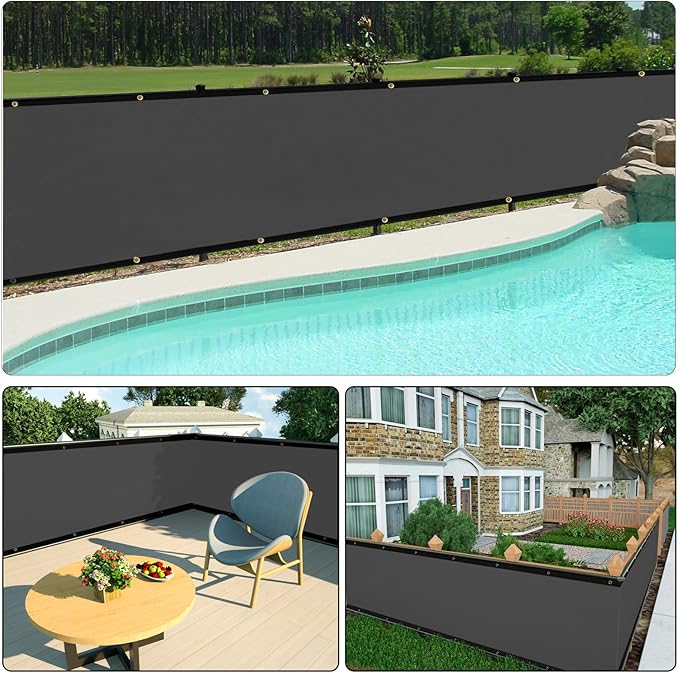 UPGRADE Privacy Fence Screen 3'x28' Dark Grey Outdoor 90% Visibility Blockage 170 GSM Mesh Shade Cover Panels for Backyard,Balcony,Home Decoration with Zip Ties,Customized Avaliable