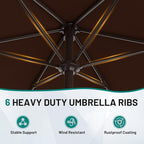 AreShark 7.5FT Patio Umbrella Table Market Umbrella with 6 Sturdy Ribs, Button Tilt/Crank, Heavy-Duty Outdoor Umbrellas for Pool, Deck, Garden and Backyard, Brown