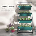 Outsunny Raised Garden Bed, 4 Tier Vertical Garden Planter Set, 4 Outdoor Planter Boxes with Stand, Self Draining Design Elevated Garden for Vegetable, Flowers & Herbs, Green