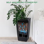 Garvee 30" Tall Planters Set of 2, Outdoor＆Indoor Black Planter Pots, High Front Porch Planter Pots with Drainage Holes＆Water Level Monitor＆Inner Bucket,Black